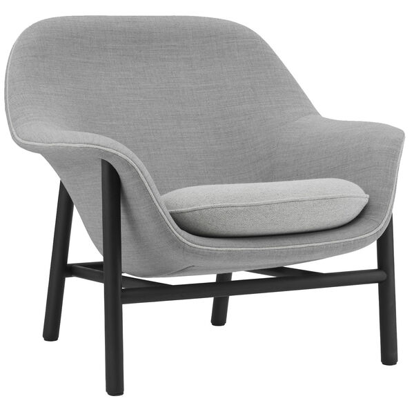 Drape Lounge Chair Low Grey Steel Lenestol Skum Laget av tekstil Grå
