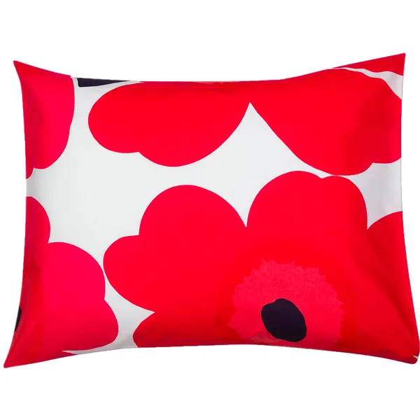 Unikko Pudebetræk 50x60 cm Hvidt / Rødt