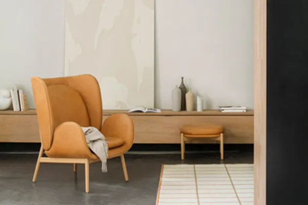 Embrace Armchair With Footstool L Vintage Cognac