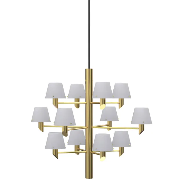 Gil 12 Chandelier Satin Brass / Opal Glass