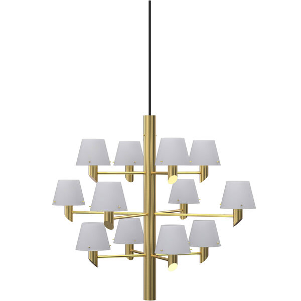Gil 12 Chandelier Satin Brass / Opal Glass