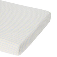 Gingham Sky Blue Muslin Dra-På-Lakan Enkel 90x200 cm