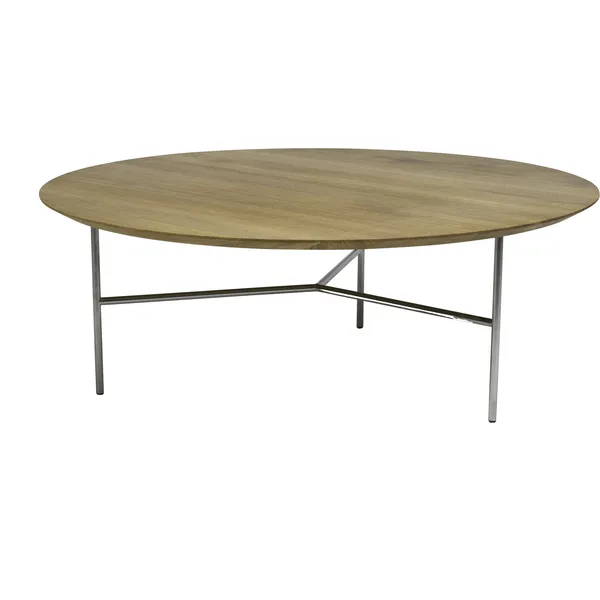 Tribeca Sidebord Rustikt Oljet Eik / Stål I Satengkrom 47 cm