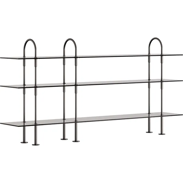 Keen Hyldesystem Med 3 Hylder 208 cm Sort Messing / Tonet Glas
