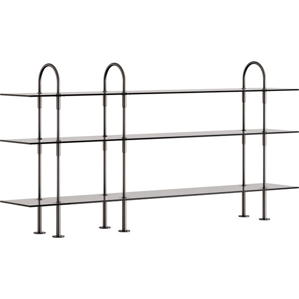 Keen Hyldesystem Med 3 Hylder 208 cm Sort Messing / Tonet Glas
