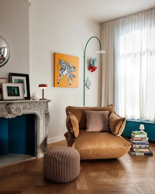 Point Terry Pouf Cognac Creme