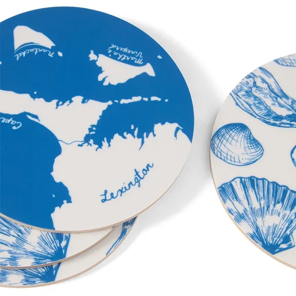 Glassunderlegg 4-pk Hvit / Blå