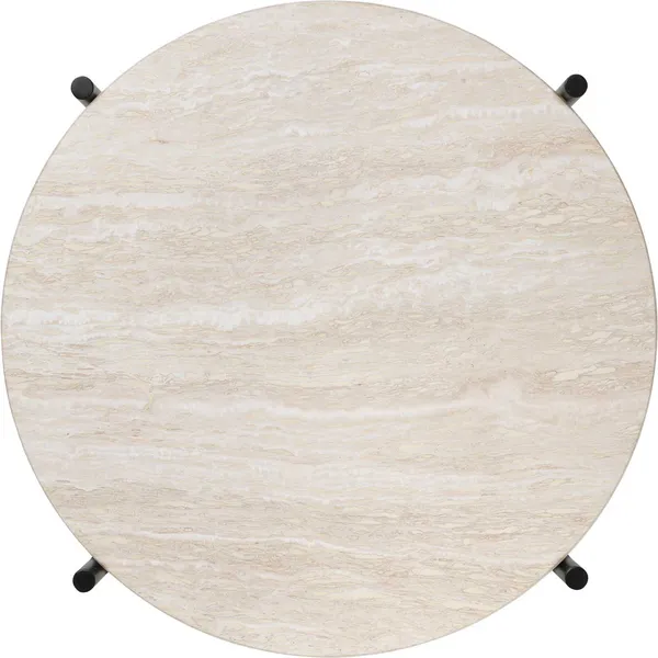 TS Outdoor Sidobord Ø40x51 cm Svart/Vit Travertin
