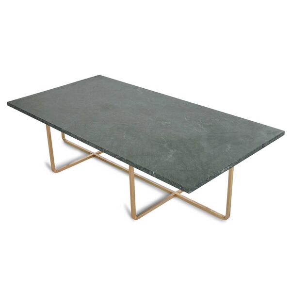 Ninety Salongbord 120x60x30 cm Messingstativ Grønn Marmor