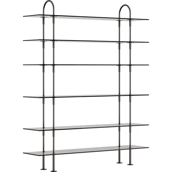 Keen Hyldesystem Med 6 Hylder 160 cm Sort Messing / Tonet Glas