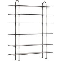 Keen Hyldesystem Med 6 Hylder 160 cm Sort Messing / Tonet Glas