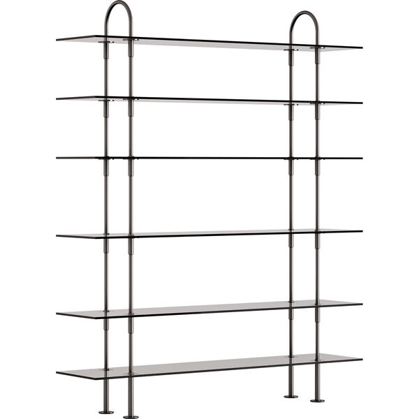 Keen Hyldesystem Med 6 Hylder 160 cm Sort Messing / Tonet Glas
