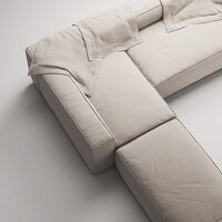 Grand 4-Sitssoffa Divan Vänster öppet avslut Med Fotpall Minetyg Sandshell Beige