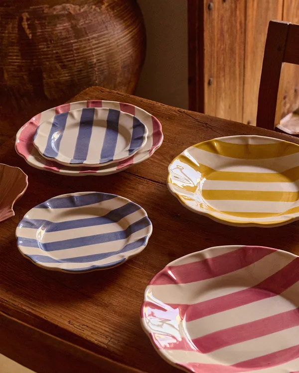 Stripe Tallerken 28 cm Gul