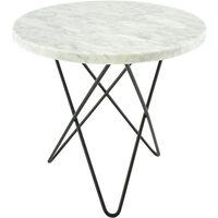 Mini O Table Sidobord Ø40 cm Svart/Vit marmor
