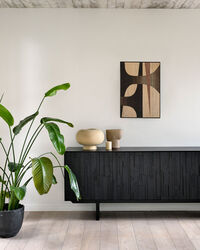 Teak Mosaik Sideboard Fyra Dörrar