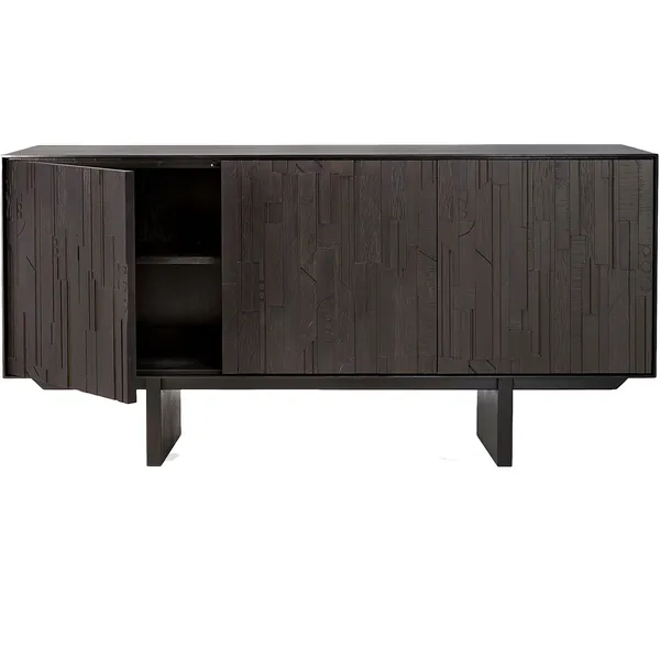 Teak Mosaik Sideboard Fyra Dörrar