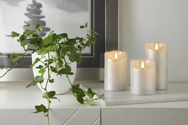 Flamme Rustic LED Blockljus Silver 12 cm