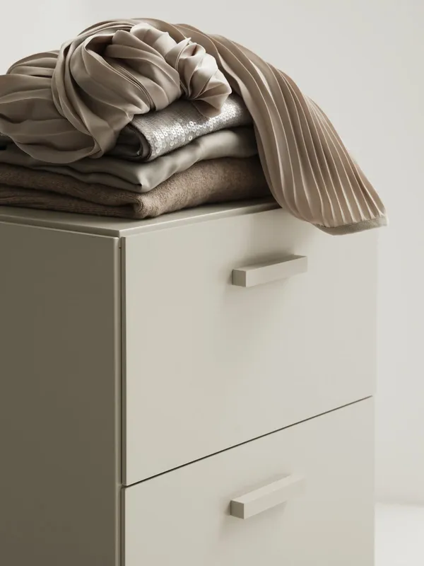 Relief Kommode Høj med Fodstykke Beige