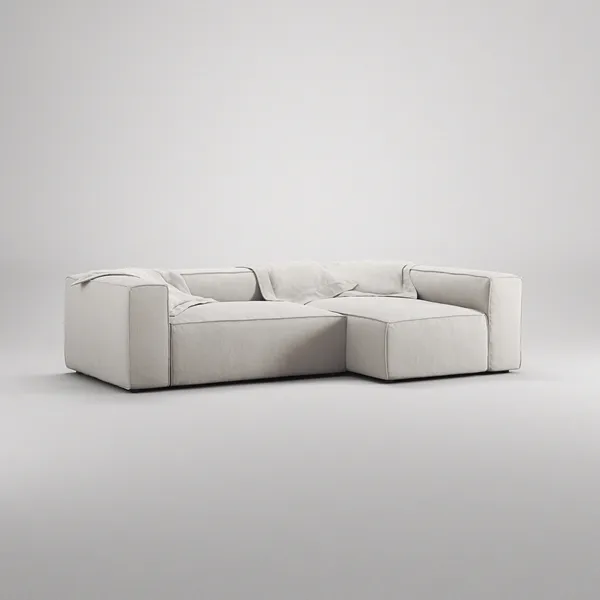 Grand 3-Sitssoffa Divan Höger Minetyg Moon White