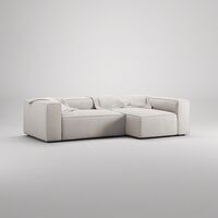Grand 3-Sitssoffa Divan Höger Minetyg Moon White