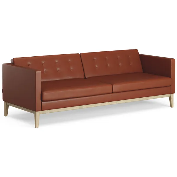 Madison 3-Sitssoffa Med Knappar Elmo Leather Soft Brun