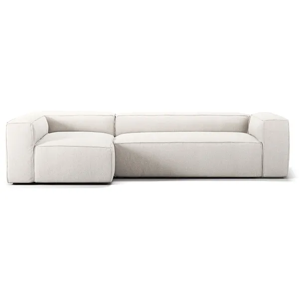 Grand 4-Sitssoffa Divan Vänster Bouclétyg Steam White