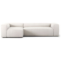 Grand 4-Sitssoffa Divan Vänster Bouclétyg Steam White
