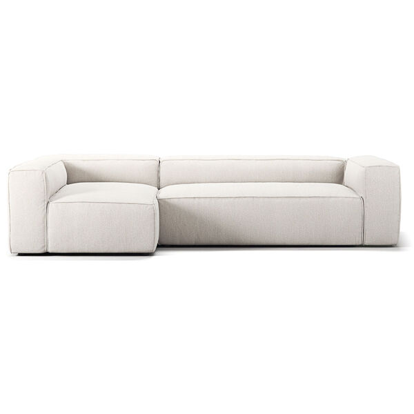 Grand 4-Sitssoffa Divan Vänster Bouclétyg Steam White