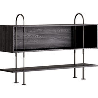 Keen Hyllsystem Med 1 Hyllplan / 1 Boxhylla 160 cm Svart Mässing / Svartbrunbetsad Ask