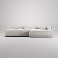 Grand 25-Sitssoffa öppet avslut Vänster Minetyg Moon White