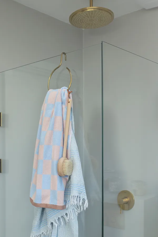 Retro Badehåndklæde 70x133 cm Lyseblåt