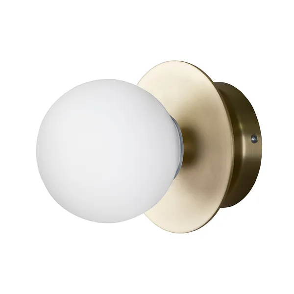 Art Deco Vegg-/Taklampe Børstet Messing / Hvit
