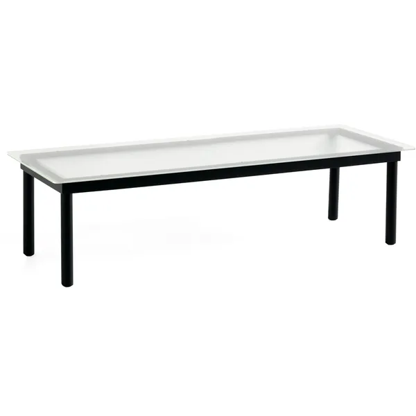 Kofi Sofabord 140x50 cm Sort Vandbaseret Lakeret Eg / Riflet Glas