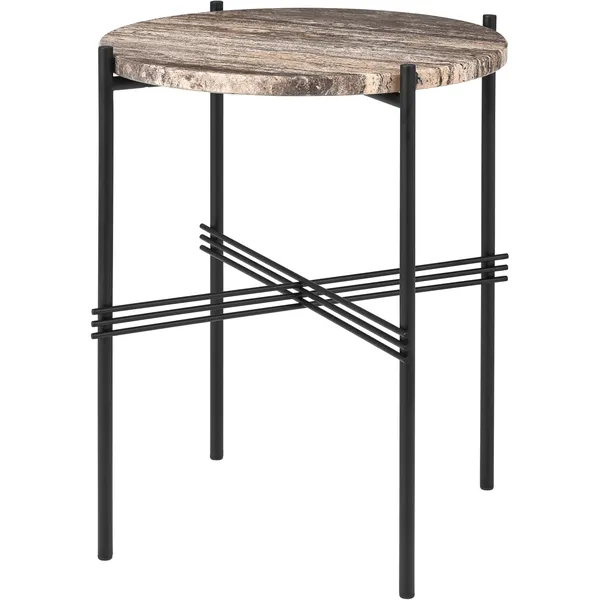 TS Sidebord 40 cm Polert Stål / Grå Emperadormarmor