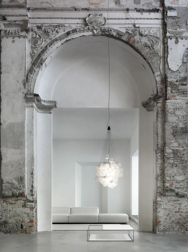 Stochastic Taklampa 48 Aluminium/Opal Vit