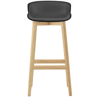 Hyg Barstol 75 cm Svart Skinn / Eik