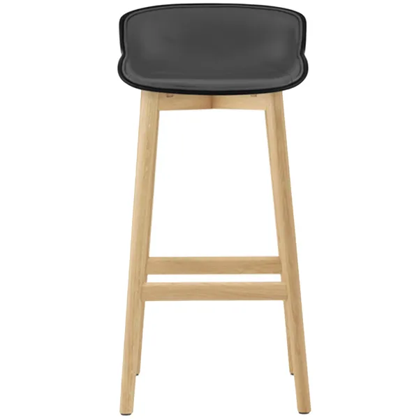 Hyg Barstol 75 cm Svart Skinn / Eik