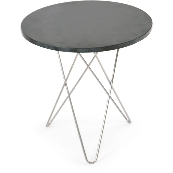 Tall Mini O Table Sidobord Ø50 cm Stål/Rustik skiffer
