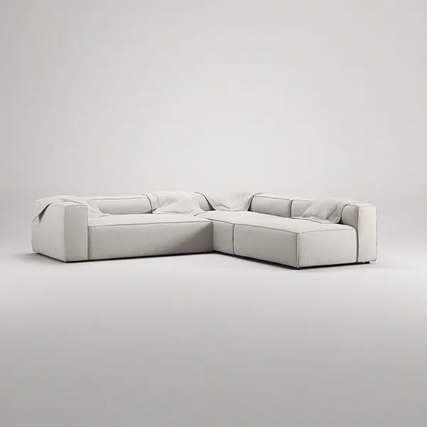 Grand 4-Seter Sofa Divan Høyre med Lenestol Moon White