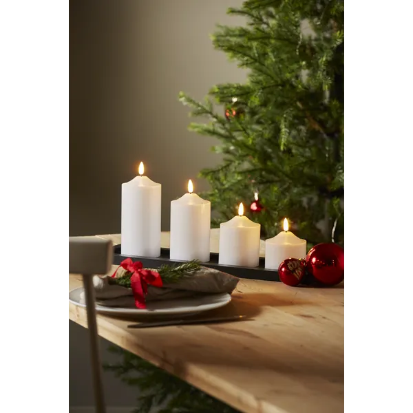 Flamme LED Bloklys Hvidt 95 cm