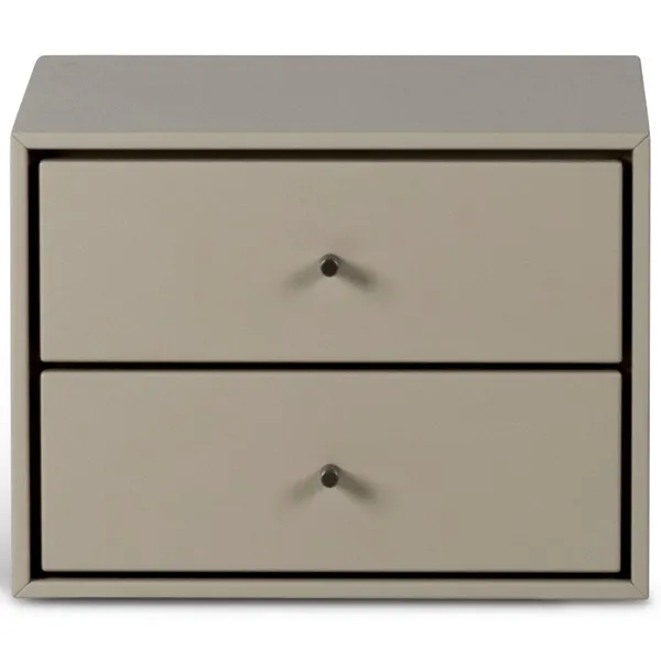 Volt Nattbord Vegghengt 2 Skuffer Beige/Rustfritt Stål