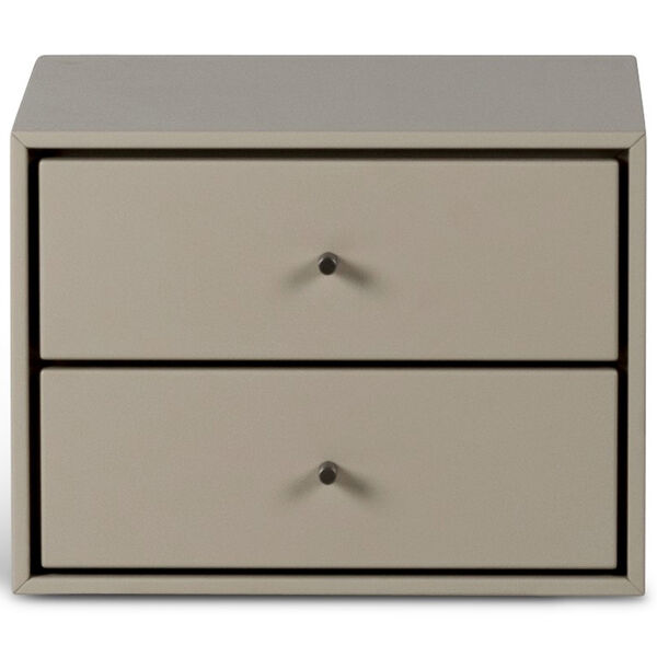 Volt Nattbord Vegghengt 2 Skuffer Beige/Rustfritt Stål