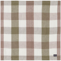 Checked Linen/Cotton Serviet 50x50 cm Brun/Olivengrøn