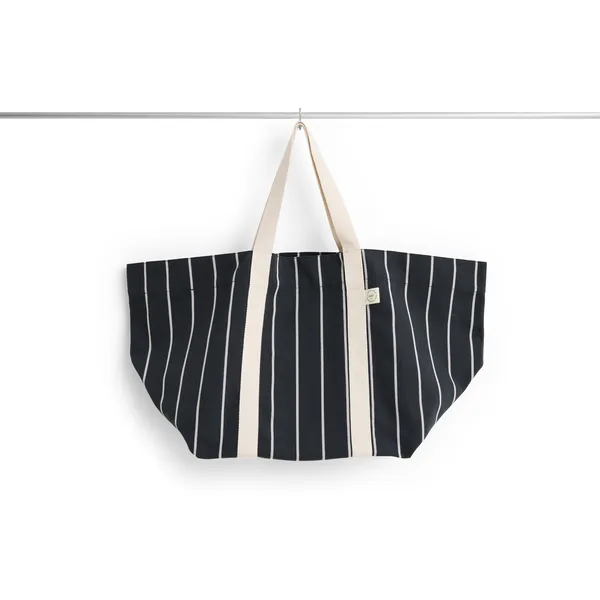 Outdoor Market Picnic Bag Medium Black With Beige Stripe