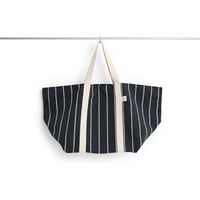 Outdoor Market Picnic Bag Medium Black With Beige Stripe