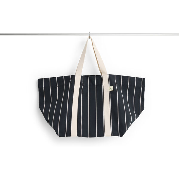 Outdoor Market Picnic Bag Medium Black With Beige Stripe