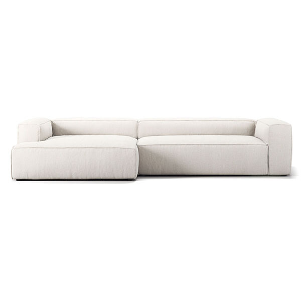 Grand 4-Sitssoffa schäslong Vänster Bouclétyg Steam White