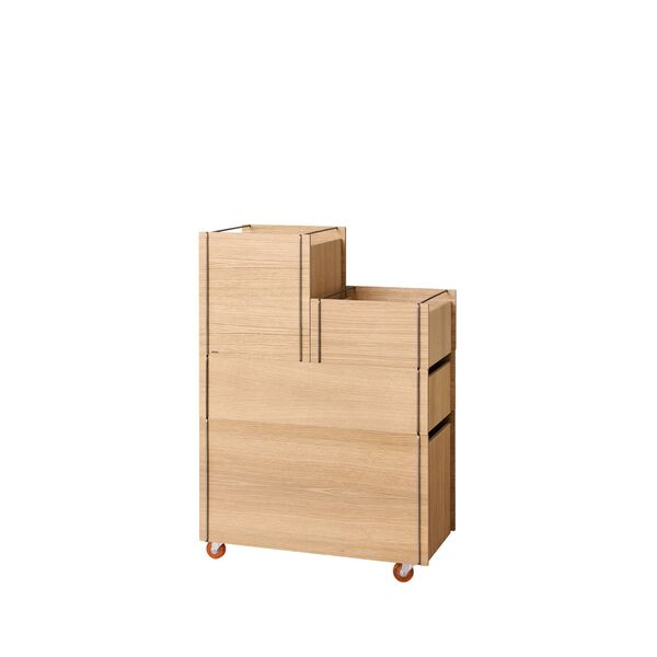 Storage Tower Med Hjul Mellan Ek/Rostfritt Stål