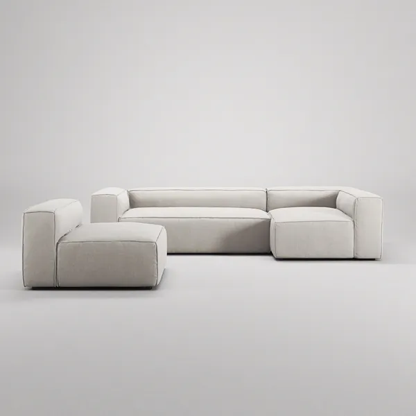 Grand 4-Seter Sofa Divan Høyre med Lenestol Moon White